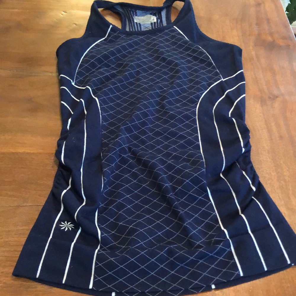 Athleta racer back top with sideruching XS